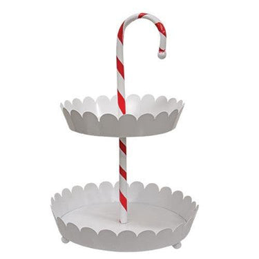 Candy Cane Two-Tiered Tray - The Fox Decor